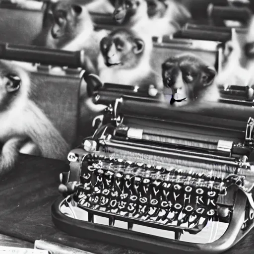 Prompt: an infinite number of monkeys using typewriters