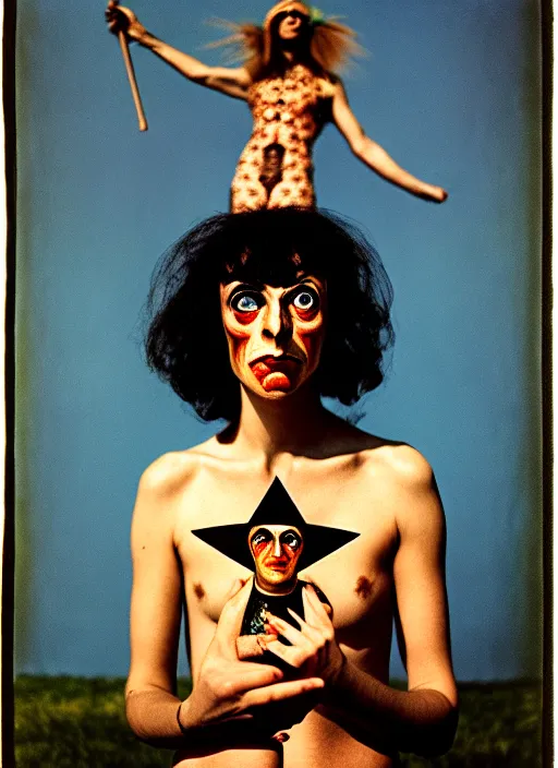 Image similar to the fool tarot, diane arbus portrait photography