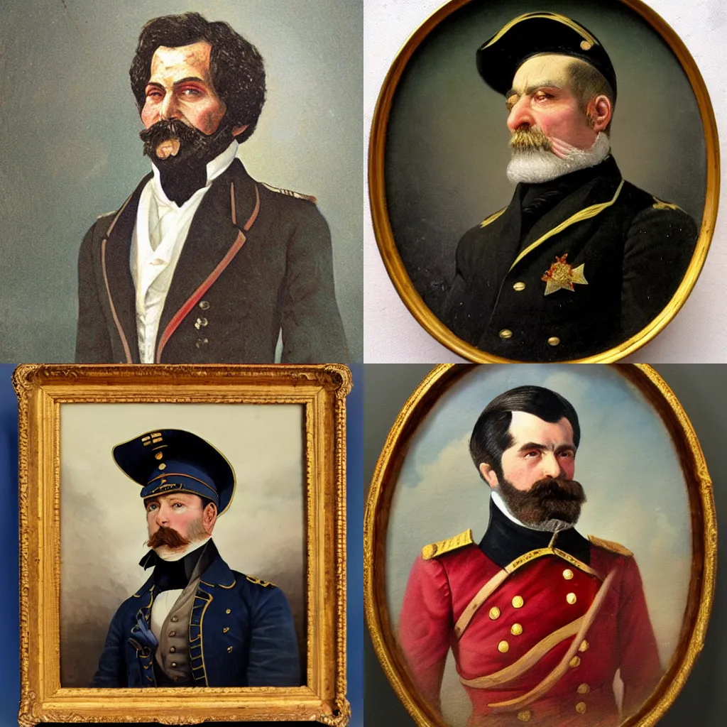 Prompt: official artwork of a 19th century captain. Detailed painting.