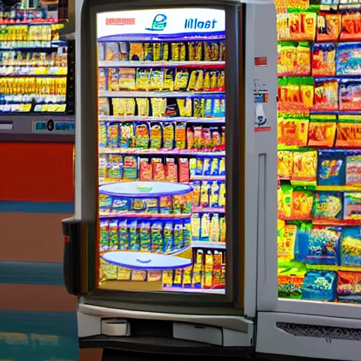Prompt: impressionism cheapest convenience store robo - cashier