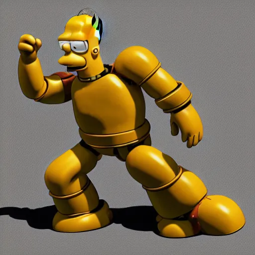 Image similar to “homer simpson as a gigantic humanoid battle mecha, Jaeger, 3d render, digital art”