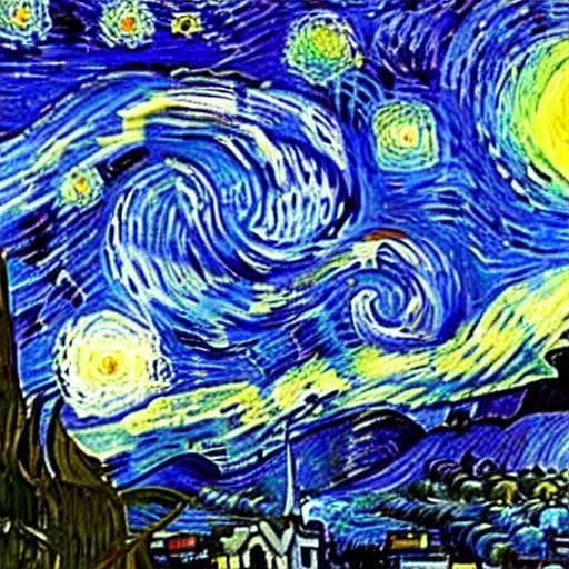 Image similar to a bottle on display filled by the sky painting by van gogh starry night, by van gogh