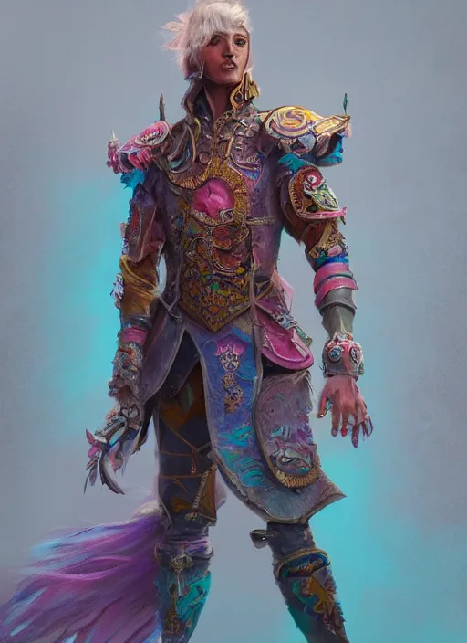 Image similar to detailed full body concept art illustration colorful pastel painting of a Disney warrior prince in full intricate clothing, ultra detailed, digital art, octane render, 4K, dystopian, micro details