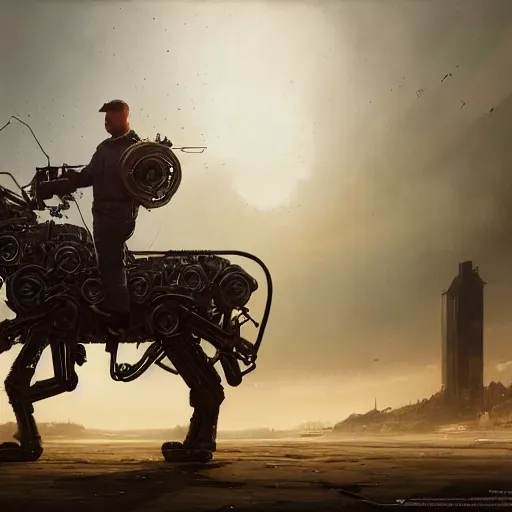 Prompt: photo of VAZ2105 mechanical horse as a loading screen, intricate, dystopian, sci-fi, extremely detailed, digital painting, artstation, concept art, smooth, sharp focus, illustration, intimidating lighting, incredible art by artgerm and greg rutkowski and alphonse mucha and simon stalenhag