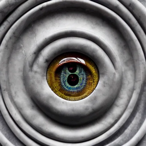 Image similar to marble statue of an intricately detailed eye floating, symmetrical