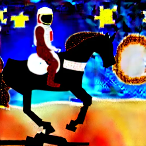 Image similar to horse riding on astronaut, photo, detailed