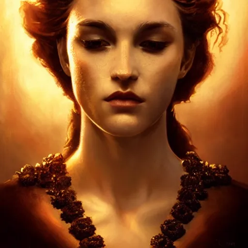Prompt: majestic gracious regal seductive goddess selene portrait, ancient greece, atmospheric lighting, painted, menacing, intricate, volumetric lighting, beautiful, rich deep colours masterpiece, golden hour, sharp focus, ultra detailed, by leesha hannigan, ross tran, thierry doizon, kai carpenter, ignacio fernandez rios