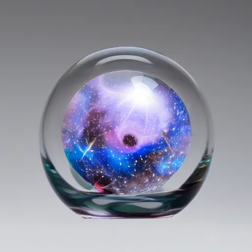 Prompt: Liminal space in outer space, glass paperweight