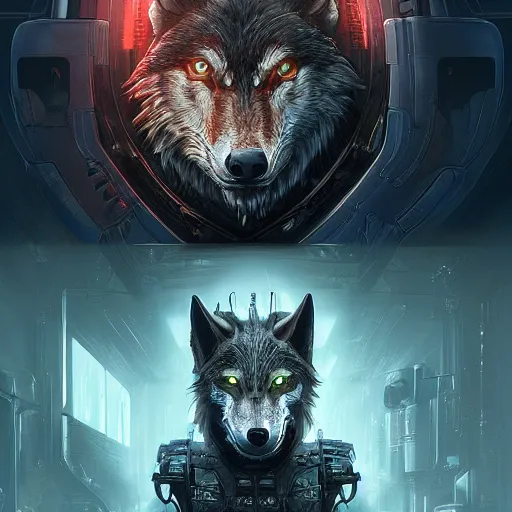 Prompt: an amazing portrait of an angry cyborg wolf, apex predator. intricate, epic lighting, cinematic composition, hyper realistic, 8 k resolution, unreal engine 5, by artgerm, tooth wu, dan mumford, beeple, wlop, rossdraws, james jean, marc simonetti, artstation