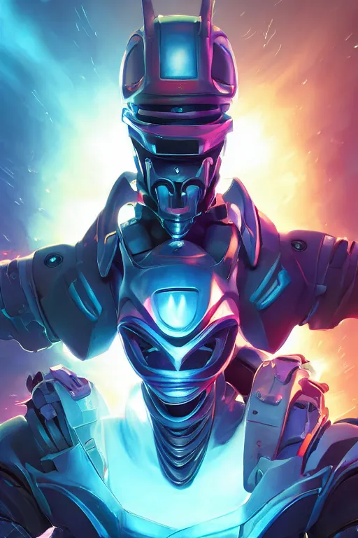 Image similar to epic mask helmet robot ninja portrait stylized as fornite style game design fanart by concept artist gervasio canda, behance hd by jesper ejsing, by rhads, makoto shinkai and lois van baarle, ilya kuvshinov, rossdraws global illumination radiating a glowing aura global illumination ray tracing hdr render in unreal engine 5