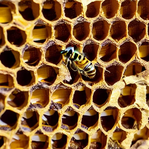 Image similar to the bees began building a giant honeycomb matrix to protect us