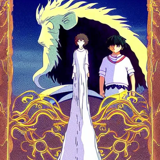 Image similar to Box art of Studio Ghibli's The NeverEnding Story adaption