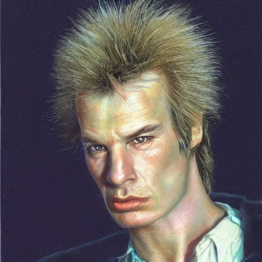 Prompt: a hyperrealistic portrait of sid vicious by Bob Eggleton,