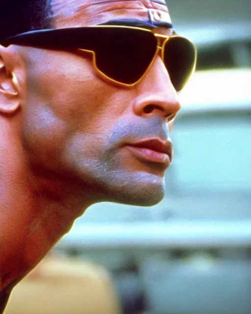 Image similar to film still close - up shot of dwayne johnson as travis bickle from the movie taxi driver. photographic, photography