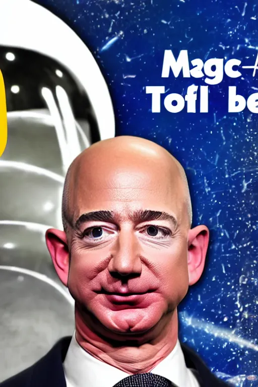 Image similar to the top of jeff bezos head is a magic 8 ball