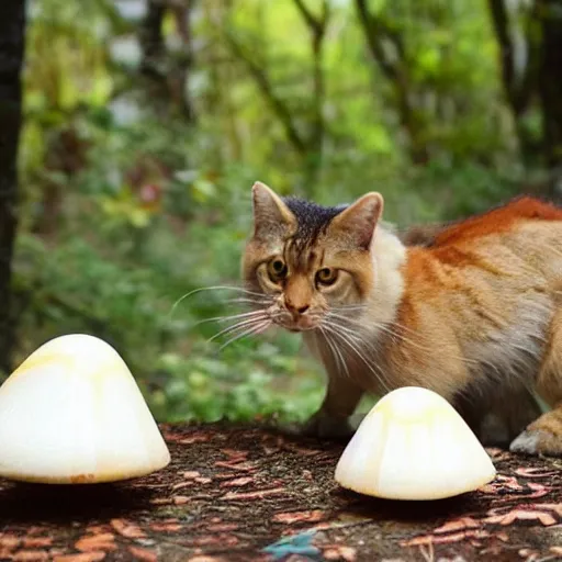 Prompt: alligato eating a magic mushroom