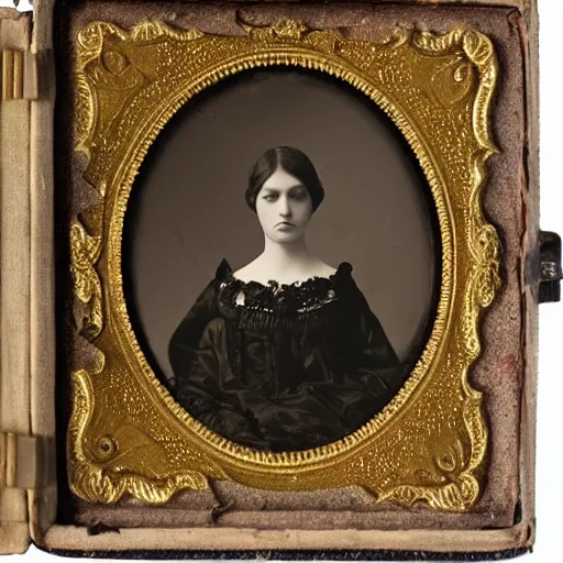 Image similar to daguerreotype ambrotype of a young courtesan very intricate, highly detailed,