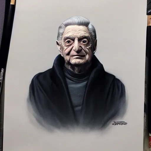 Image similar to Portrait of George Soros as the emperor palpatine from star wars, made by stanly artgerm lau, wlop, rossdraws, james jean, andrei riabovitchev ,marc simonetti