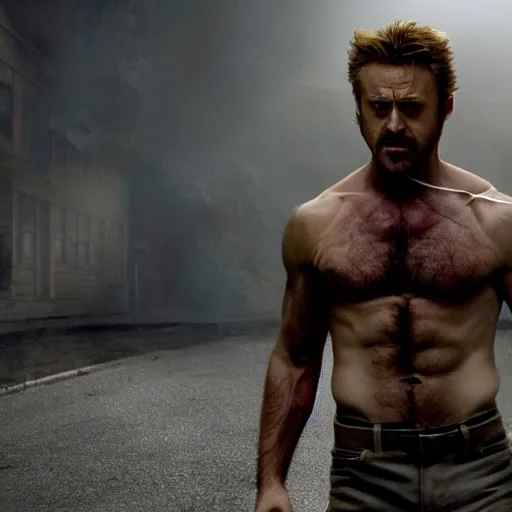 Prompt: Ryan Gosling as wolverine from The Wolverine 2013 movie still