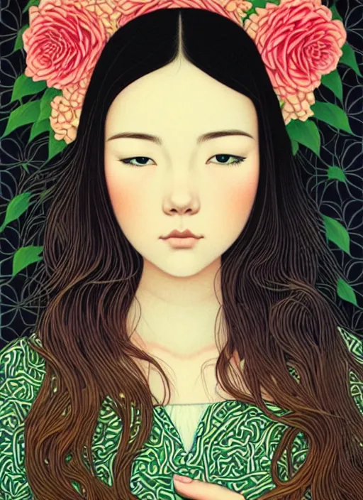 Image similar to a portrait of a pretty young lady by audrey kawasaki