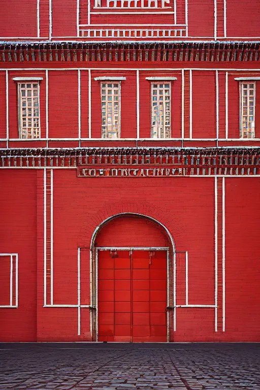 Prompt: photography by wes anderson, kremlin, red square, building with bricks, sharp focus, golden ratio, symmetry, ultra realistic, 8 k