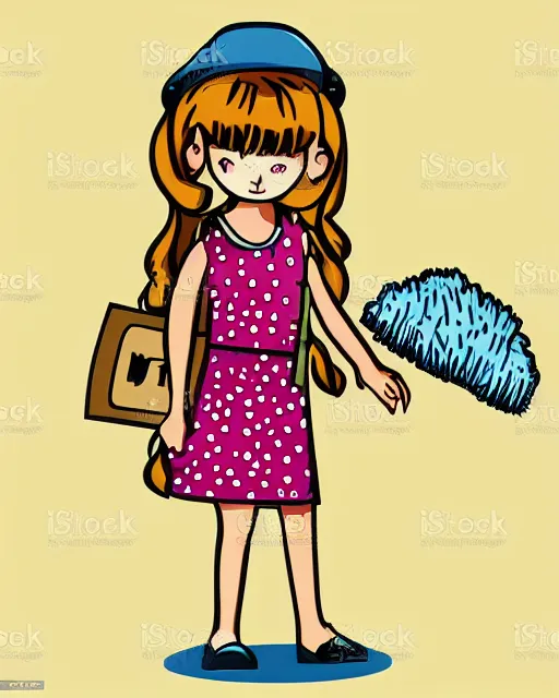 Prompt: cotton girl clean cel shaded vector art illustration