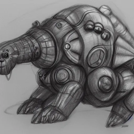 Image similar to Animal mech, pencil sketch, concept art