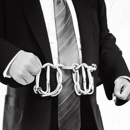 Image similar to Donald Trump in handcuffs, photo, detailed, 4k