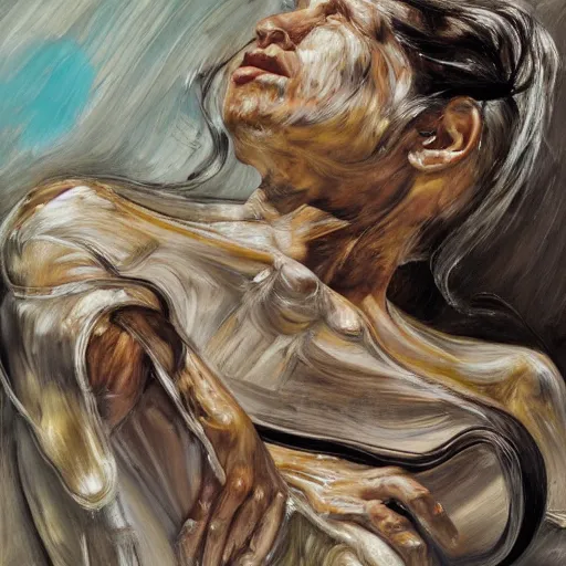 Image similar to high quality high detail painting by lucian freud and jenny saville, hd, ballet, turquoise