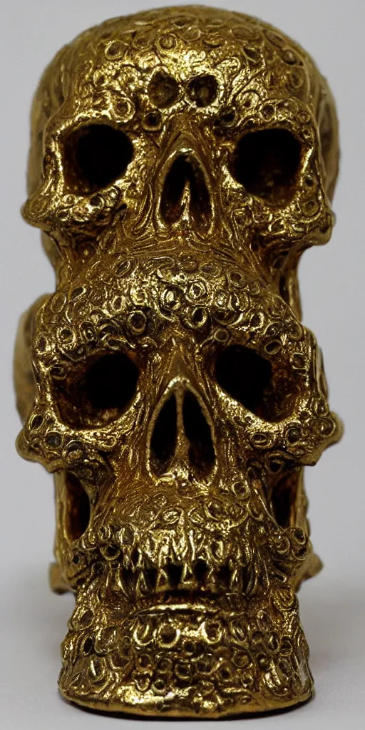 Image similar to ornate gold skull realistic 3 d covered in jewels antique