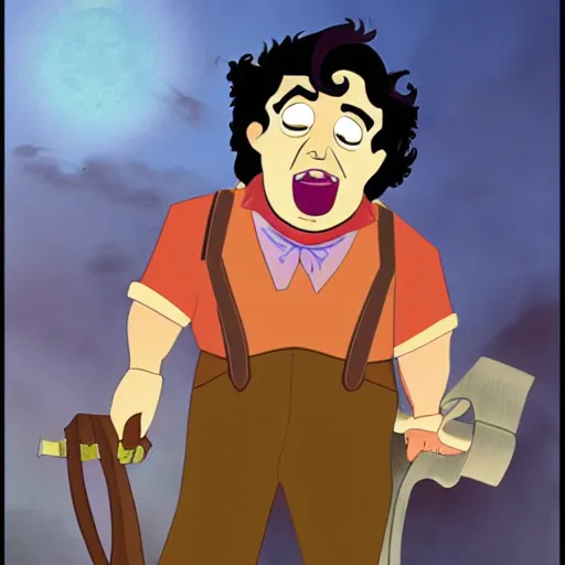 Image similar to leatherface as a prince, disney animation