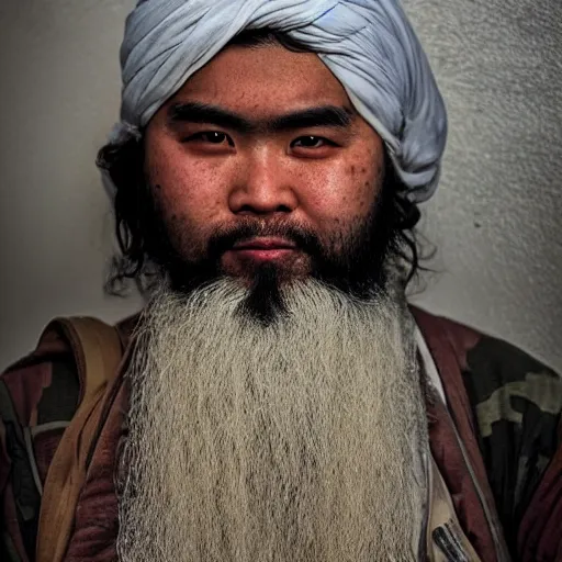 Prompt: chris chan as a member of the taliban, war photo, close up, gritty, award winning photo, 8 k extreme detail, sharp focus,