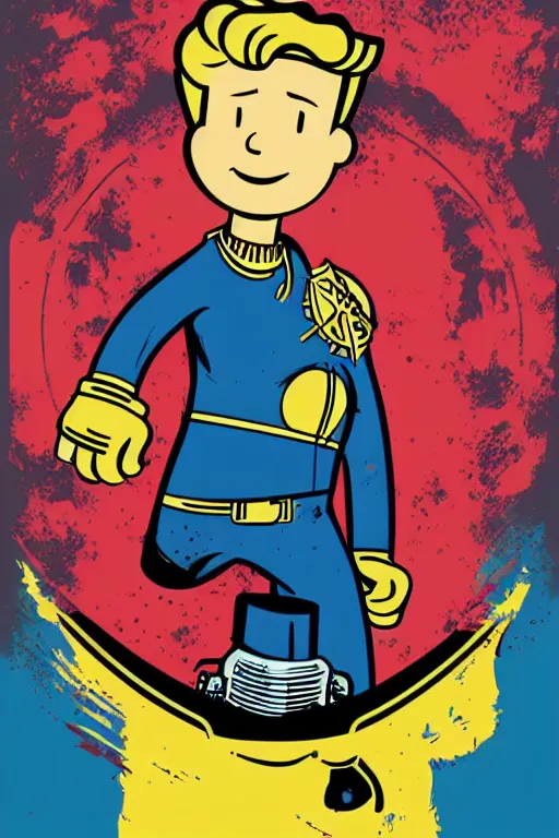 Image similar to fallout 7 6 retro futurist illustration art by butcher billy, sticker, colorful, illustration, highly detailed, simple, smooth and clean vector curves, no jagged lines, vector art, smooth andy warhol style