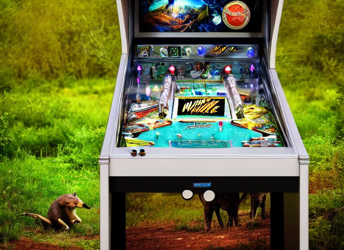 Image similar to nature photography of a wild pinball in it's natural habitat, national geography, award winning photo, realistic photo, 4 k, 8 k