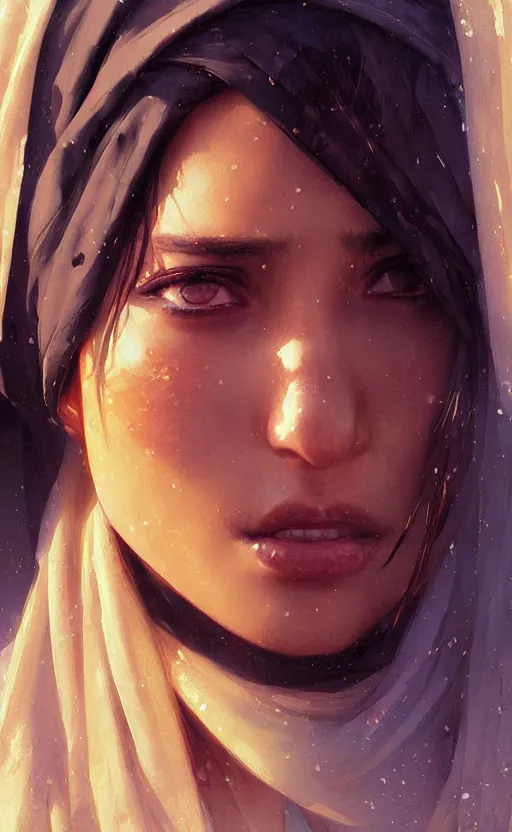 Image similar to arabian girl beauty crying ,digital art,ultra realistic,ultra detailed, ultra wide Lens, art by greg rutkowski