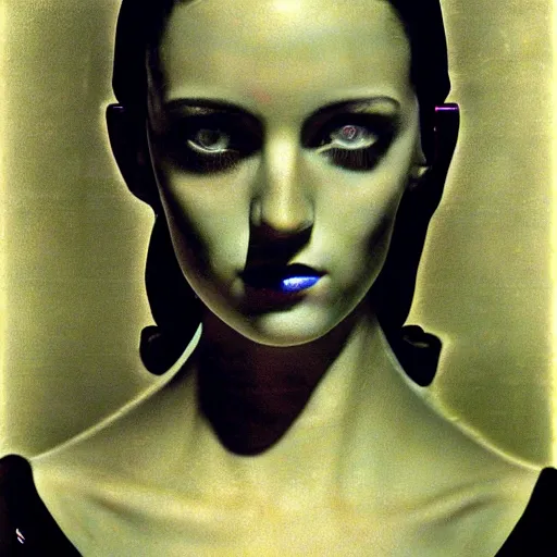 Prompt: A portrait of a beautiful cyberpunk girl, by Man Ray, fine art, in the style of David LaChapelle