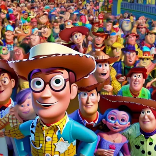 Prompt: where in waldo in toy story 3, 3 d render, 8 k, vivid, medium shot, wes anderson frame style