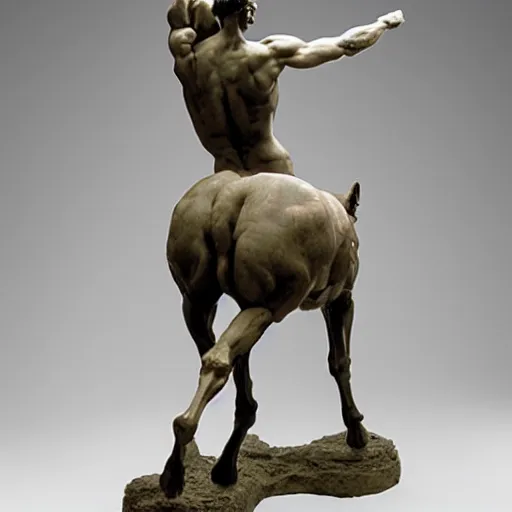 Image similar to a sculpture of a centaur by Michelangelo