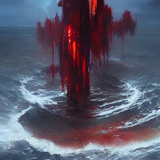 Prompt: ocean of blood, oil painting, by greg rutkowski