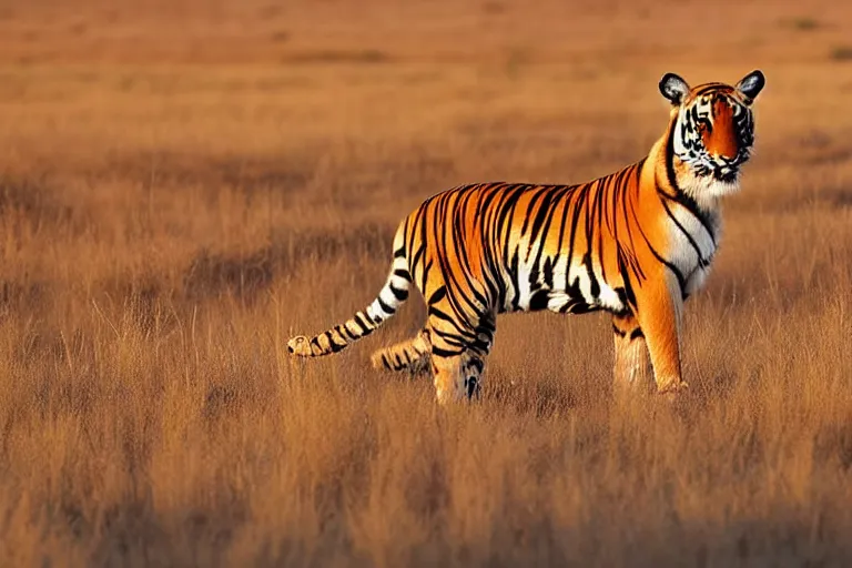 Image similar to antelope hunting a tiger, golden hour, 6 0 0 mm, wildlife photo, national geographics