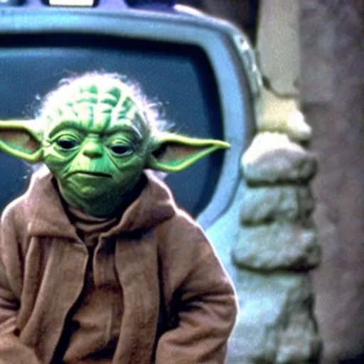 Prompt: Photo still of Yoda in a Peter Jackson directed Back to the Future movie, 4k