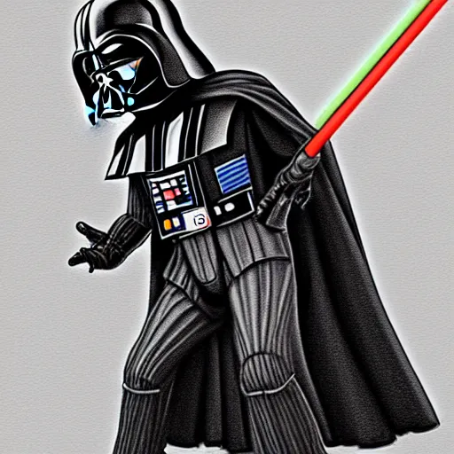 Image similar to Darth Vader, jrpg character design, character art, matte colors, colorized pencil sketch