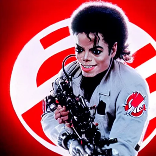 Image similar to stunning awe inspiring michael jackson with a highly detailed face as a ghostbuster in the movie ghostbusters, movie still 8 k hdr atmospheric lighting