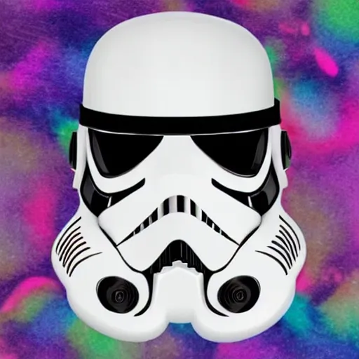 Image similar to a storm trooper helmet designed by lisa frank