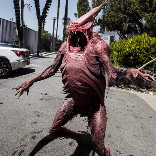 Prompt: LOS ANGELES, CA, USA-SEP 20, 2017: Just one of the creatures that emerged from the opening of the Hellmouth