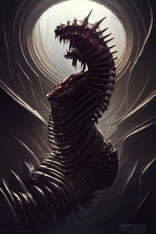 Image similar to professional concept art portrait of a terrifying! mechanical predatory! fractal! species in a dark room by artgerm and greg rutkowski. an intricate, elegant, highly detailed digital painting, concept art, smooth, sharp focus, illustration, in the style of cam sykes.