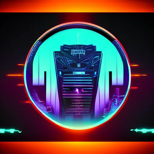 Image similar to scifi logo for a synthwave music producer, digital 3 d, black background, minimal, trending on artstation