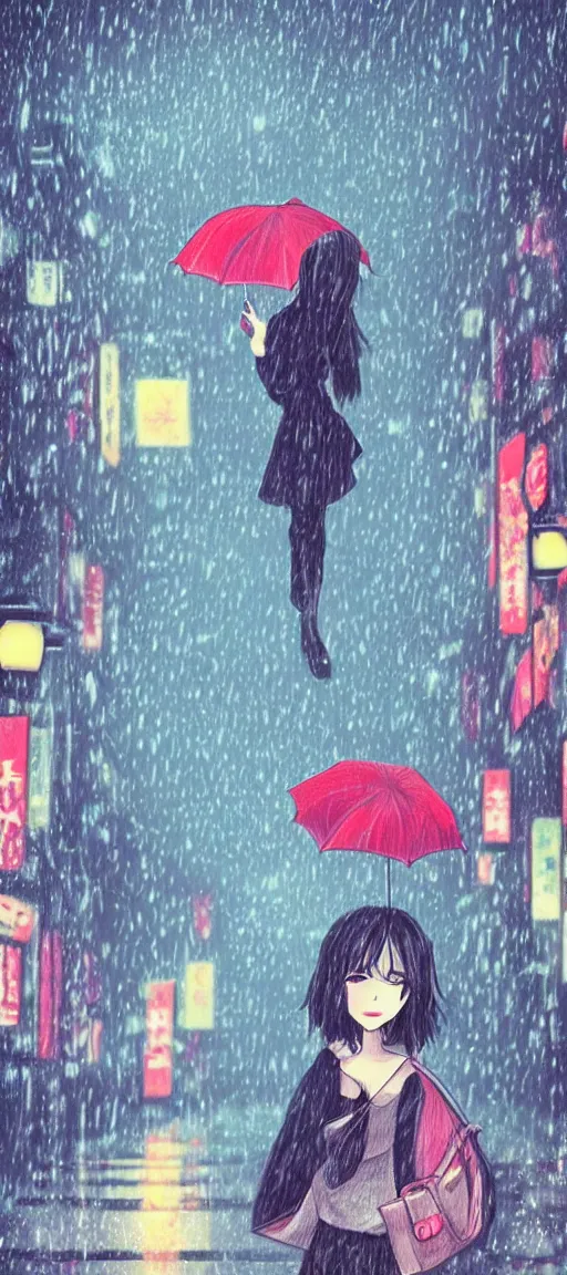 City in Rain, oil painting city, drawing, painting, umbrella, bonito, rain,  HD wallpaper | Peakpx