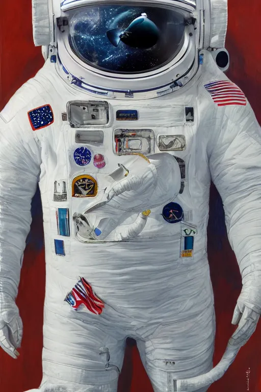 Image similar to whale shaped astronaut suit, oil on canvas, intricate, portrait, 8 k highly professionally detailed, hdr, cgsociety