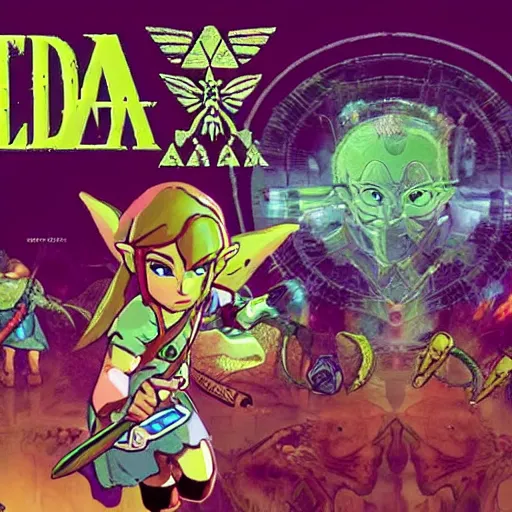 Image similar to Legend of Zelda in biopunk style